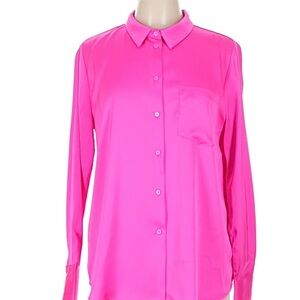 Aqua Vibrant Pink Long Sleeve Blouse